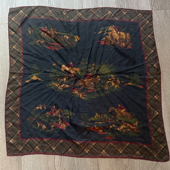 Vintage Rare Ralph Lauren Equestrian Silk Scarf - Picture 1 of 6
